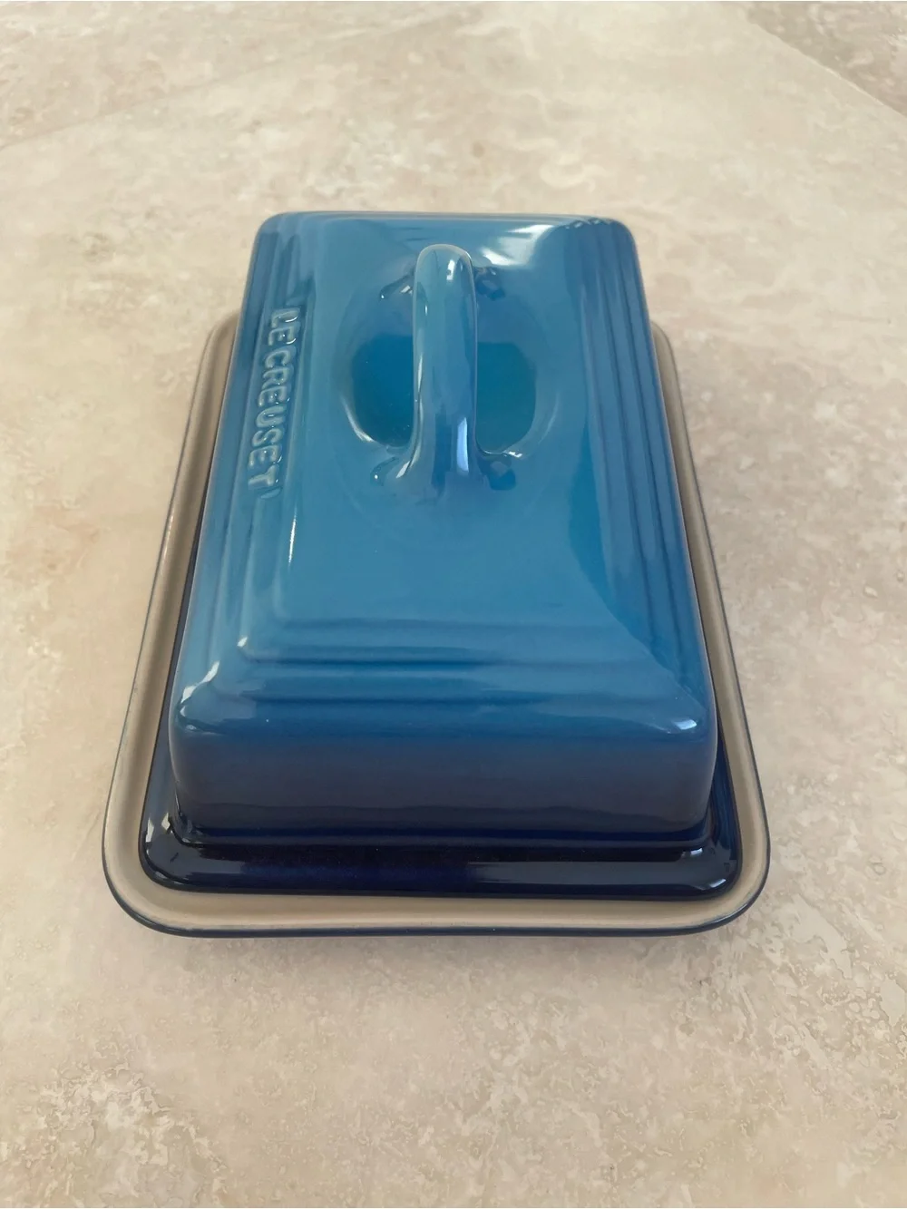 Le Creuset Blue Stoneware Butter Dish with Lid